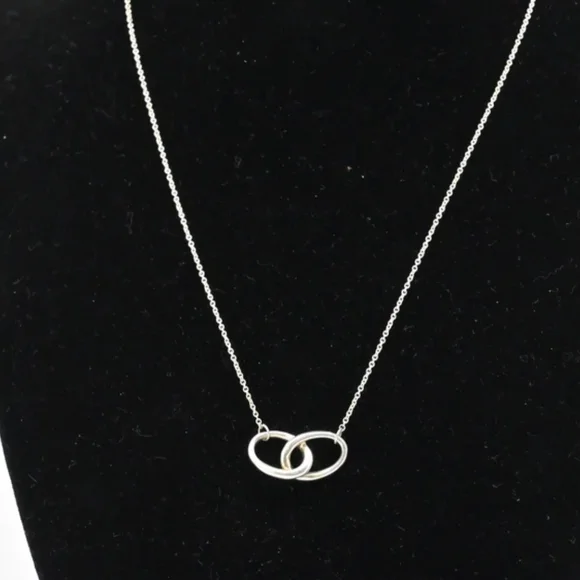 Tiffany & Co Sterling Double Loop / Infini Elsa Peretti Necklace w Box - Picture 4 of 11